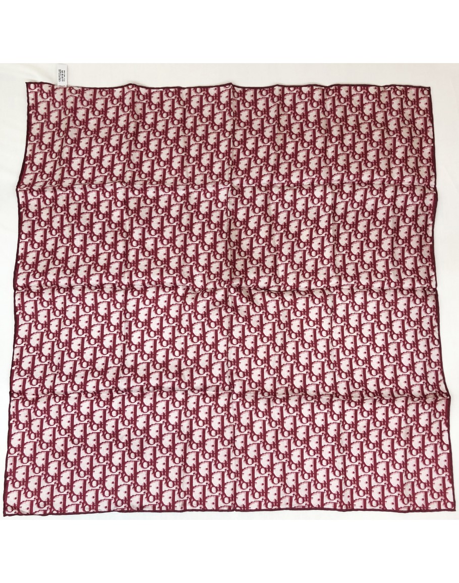 CHRISTIAN DIOR Red Oblique 100% Silk Scarf (64cm x 64cm)